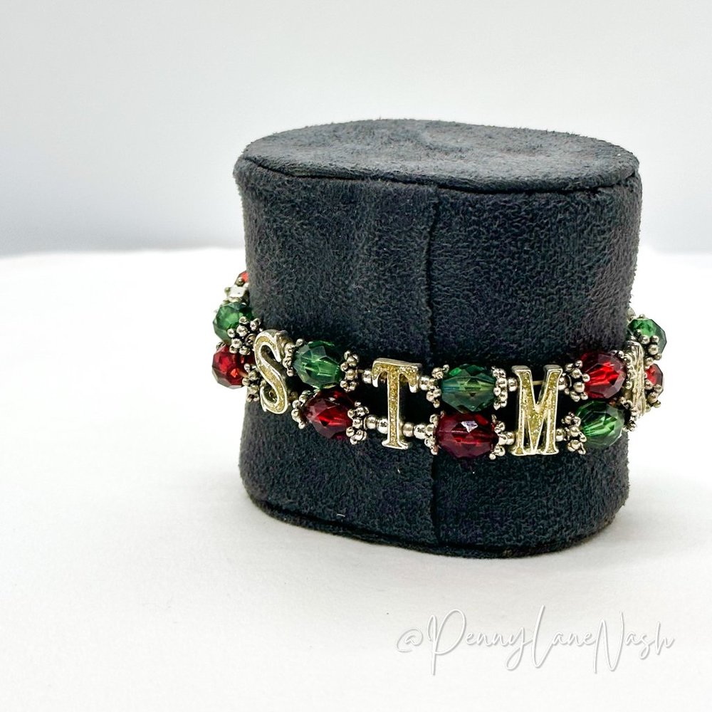 Vintage Retro Christmas Beaded Stretchy Bracelet - Picture 6 of 6